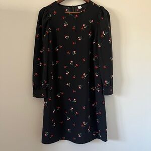 Old Navy Black Ditsy Floral Long Sleeve Shift Dress Size Small New with Tags